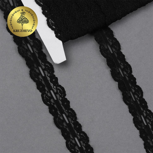 Кружево-трикотаж арт.TBД-0401344 шир.25мм цв.39 черный уп.20м