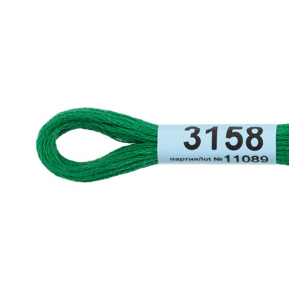 Нитки для вышивания Gamma мулине (3071-3172) 100% хлопок 24 x 8 м цв.3158 т.зеленый