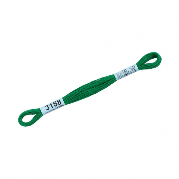 Нитки для вышивания Gamma мулине (3071-3172) 100% хлопок 24 x 8 м цв.3158 т.зеленый