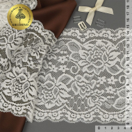 Кружево-стрейч KRUZHEVO арт.TBY.6718 шир.150мм цв.004 сумрачно-белый уп.25м