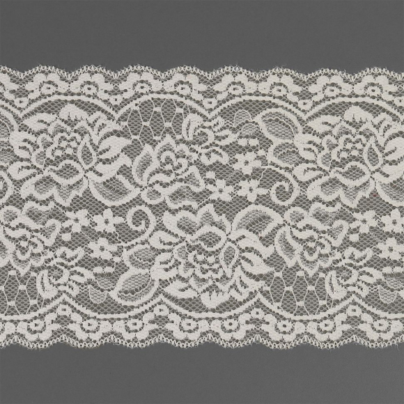 Кружево-стрейч KRUZHEVO арт.TBY.6718 шир.150мм цв.004 сумрачно-белый уп.25м