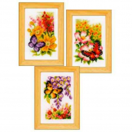 Набор для вышивания VERVACO арт.PN-0155954 из 3-х сюжетов Цветы и бабочки 8х12 см