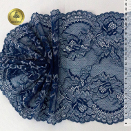 Кружево-стрейч KRUZHEVO арт.TBY.OG13 шир.230мм цв.темно-синий уп.10м