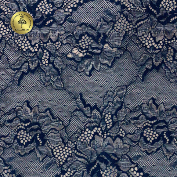 Кружево-стрейч KRUZHEVO арт.TBY.OG13 шир.230мм цв.темно-синий уп.10м