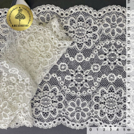 Кружево-стрейч KRUZHEVO арт.TBY.00755 шир.185мм цв.004 сумрачный белый уп.25м