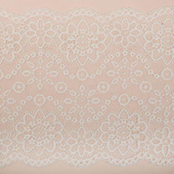 Кружево-стрейч KRUZHEVO арт.TBY.00755 шир.185мм цв.004 сумрачный белый уп.25м