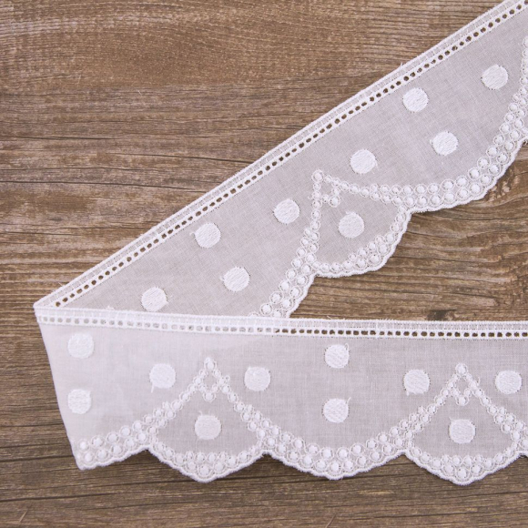 Шитье-вышивка на батисте, прошва, 50 мм, цвет белый