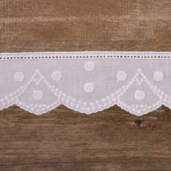 Шитье-вышивка на батисте, прошва, 50 мм, цвет белый