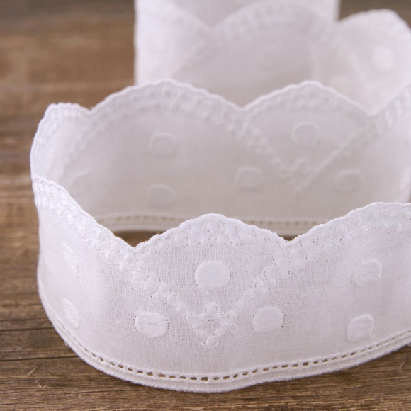 Шитье-вышивка на батисте, прошва, 50 мм, цвет белый