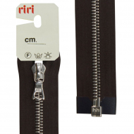 29528_Молния металл, Ni, разъёмная 1 замок, на атласной тесьме, 6 мм, 60 см, цвет 2226, темный шоколад
