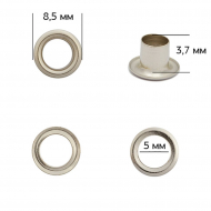 Люверсы сталь TBY.2090 №3 (? 5мм, h 3,7мм) цв. никель уп. 1000шт