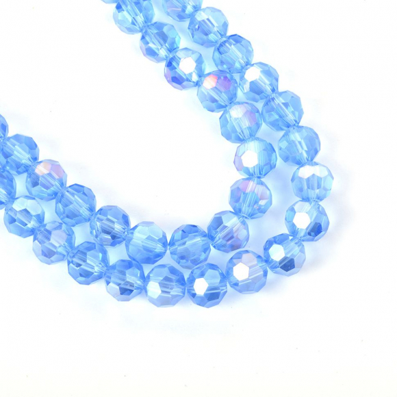 Бусины граненые Рондель (стекло) на нитях арт.TBY-R-2  8х6мм отвер.2мм цв.09 AB голубой уп.50х72 бусины