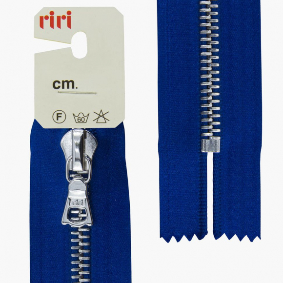 66117_Молния металл, Ni, неразъёмная, на атласной тесьме, 6 мм, 18 см, цвет 9603, синий