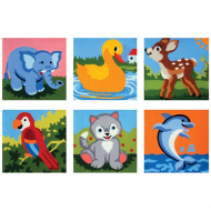 69861_Канва жесткая с рисунком "Животные", 6 картинок