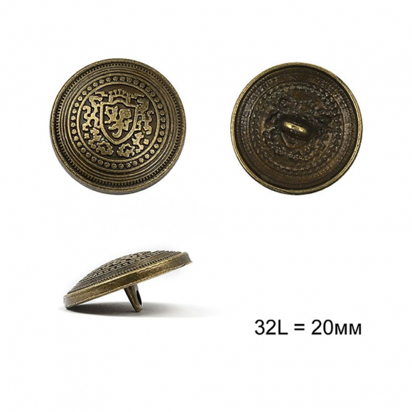 Пуговицы металлические С-ME350 цв.бронза 32L-20мм, на ножке, 12шт