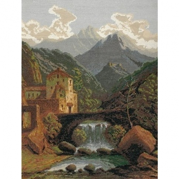 Набор для вышивания мулине НИТЕКС арт.0021 Замок в горах 46х60 см