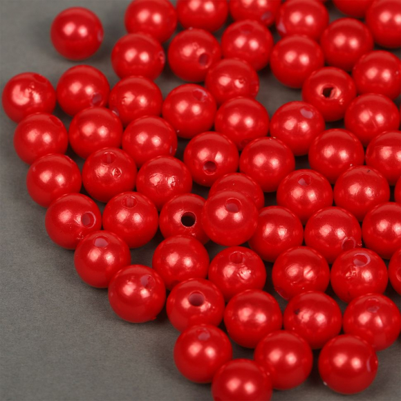 Бусины MAGIC 4 HOBBY круглые перламутр 10мм цв.058 красный уп.50г (96шт)