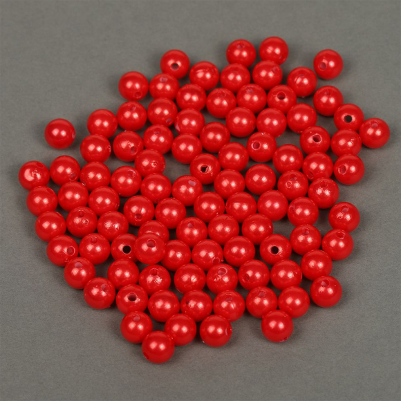 Бусины MAGIC 4 HOBBY круглые перламутр 10мм цв.058 красный уп.50г (96шт)