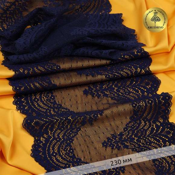Кружево-стрейч KRUZHEVO арт.TBY.8036 шир.230мм цв.S919 темно-синий уп.10м