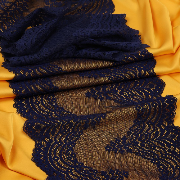 Кружево-стрейч KRUZHEVO арт.TBY.8036 шир.230мм цв.S919 темно-синий уп.10м