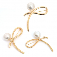 Булавка декоративная Шарики с жемчугом арт.UF.354 40х45мм цв.золото уп.5шт 40х45мм