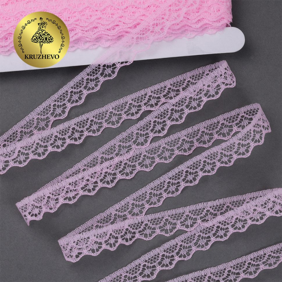 Кружево-трикотаж KRUZHEVO арт.TBY 150-2 шир.12мм цв.09 св.розовый, уп.27,4м