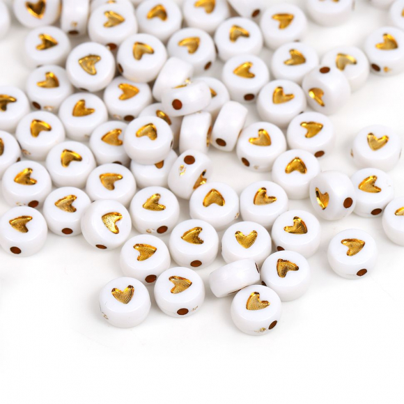 Бусины сердечки арт. M4H-B009 уп. 50г (360 ± 10 шт)