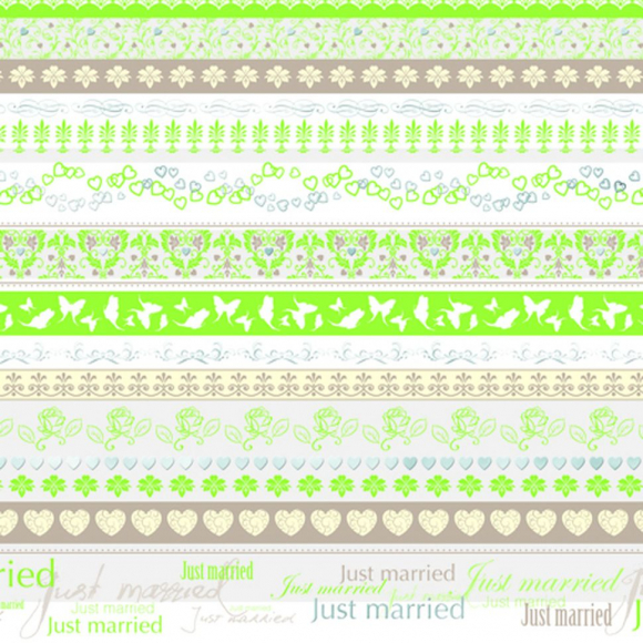 83341_Бумага "Бордюр Молодожены" зеленый