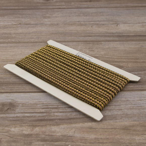 Тесьма PEGA декоративная, розово-коричневая с золотистым люрексом, 8 мм