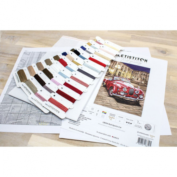 Набор для вышивания LETI арт. L8034 Красный спортивный автомобиль 19х27 см