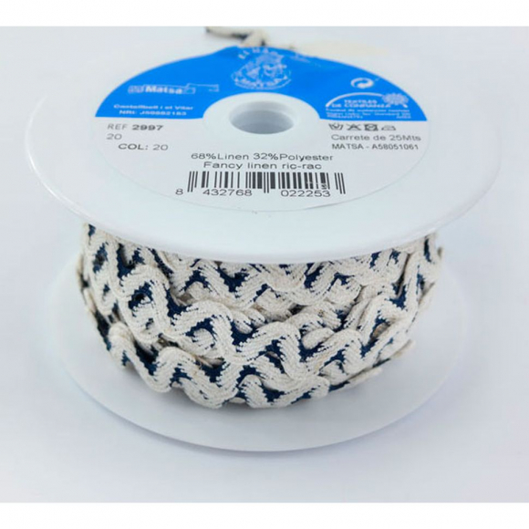 Тесьма-вьюнчик, 15 мм, льняной небеленый с черным