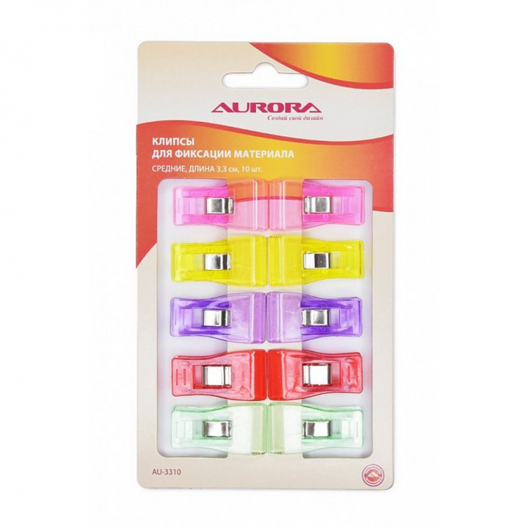 Клипсы для фиксации материала Aurora AU-C3310 cредние 3,3х1,8х1,1 см уп.10 шт