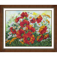 Набор для вышивания бисером ПАУТИНКА арт.Б-1313 Полевые маки 36х28 см