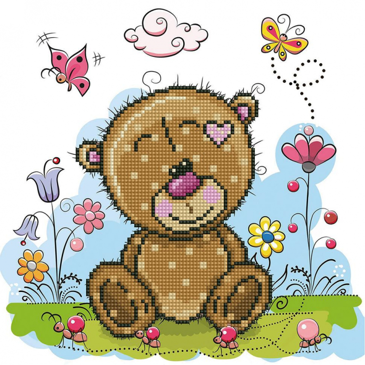 Кристальная мозаика на холсте ФРЕЯ арт.ALV-84 Раз букашка, два букашка 30х30 см