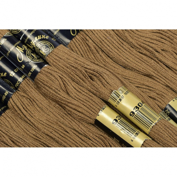 Нитки мулине цв.9304 коричневый 12х10м С-Пб