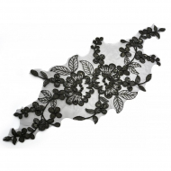 Аппликации пришивные (лейсы) с пайетками и бусинами арт.TBY DE634L уп.2шт. цв.01 черный 420x190мм