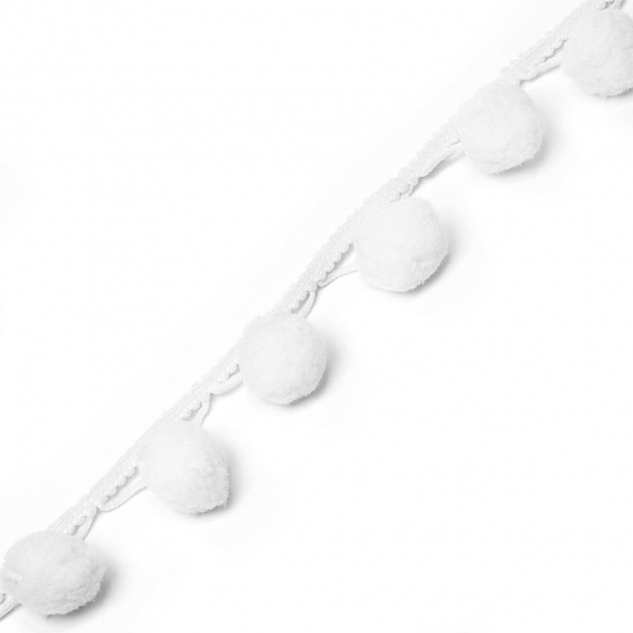 Бахрома с помпонами арт.0384-0465 цв.6341 белый ш.38мм уп.10м