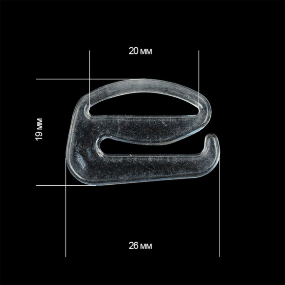 Крючок для бюстгальтера пластик TBY-82602 d20мм, цв.прозрачный, уп.100шт