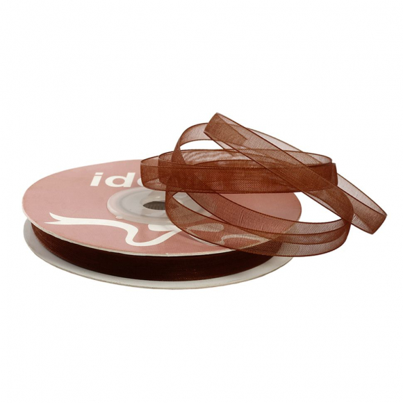 Лента капрон (органза) IDEAL шир.6мм цв.1056 коричневый уп.27,4 м