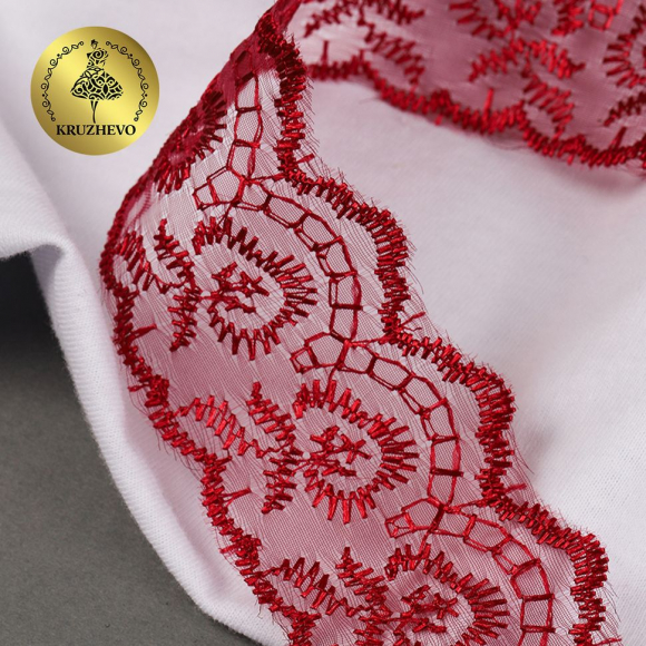 Кружево капрон KRUZHEVO арт.TBS.30010 шир.45мм цв.048 (126) бордовый уп.9,14м