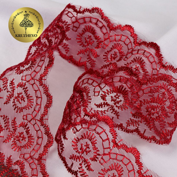 Кружево капрон KRUZHEVO арт.TBS.30010 шир.45мм цв.048 (126) бордовый уп.9,14м