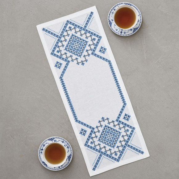 Набор для вышивания PERMIN арт.63-1851 Дорожка Синий хардангер 29х67 см