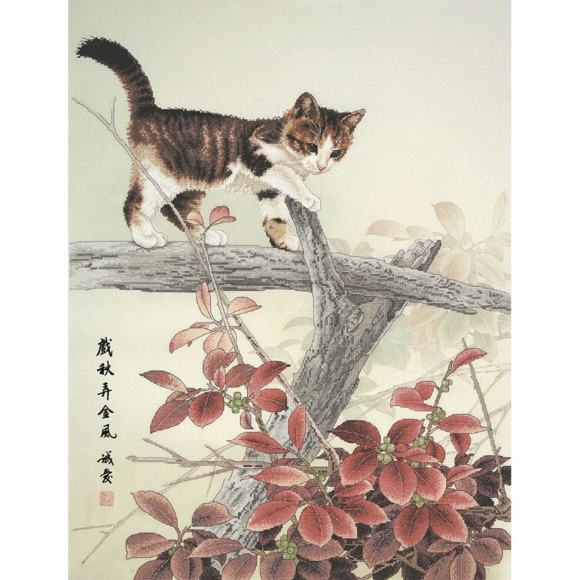 Набор для вышивания крестом XIU CRAFTS арт.2032302 Котенок на ветке 60,5х46,5 см