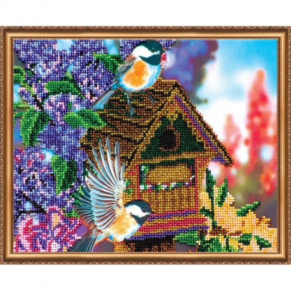 Набор для вышивания бисером АБРИС АРТ арт. AB-080 В саду 3 25х20 см