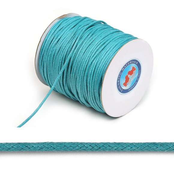 Шнур вощеный 2мм, 100% хлопок цв. 274 ярк.голубой уп.100м
