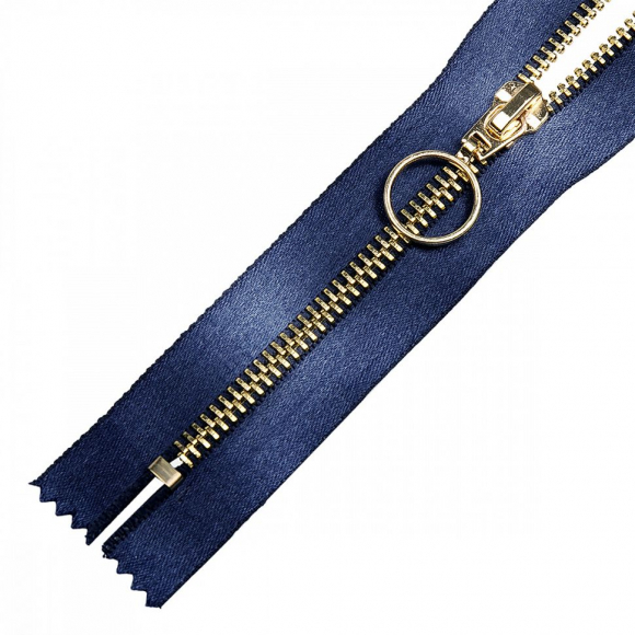 Молния MaxZipper мет. №5 золото атласная тесьма, 18см н/р цв.F330 синий уп.10шт