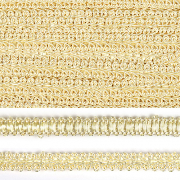 Тесьма TBY Шанель плетеная шир.12мм 0384-0016 цв.F276 бежевый уп.18,28м