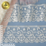 Кружево на сетке KRUZHEVO арт.TR.16G0380 шир.80мм цв.молочный, уп.9м