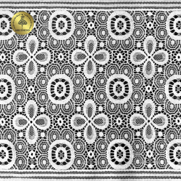 Кружево-стрейч KRUZHEVO арт.TBY.OG25 шир.180мм цв.белый уп.10м