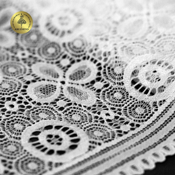 Кружево-стрейч KRUZHEVO арт.TBY.OG25 шир.180мм цв.белый уп.10м